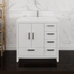 Imperia 36 White Free Standing Bathroom Cabinet w/ Integrated Sink - Right