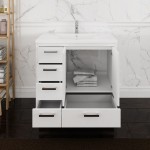 Imperia 36 White Free Standing Bathroom Cabinet w/ Integrated Sink - Left