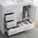 Imperia 36 White Free Standing Bathroom Cabinet w/ Integrated Sink - Left