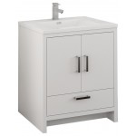 Imperia 30 Glossy White Free Standing Modern Bathroom Cabinet w/ Integrated Sink