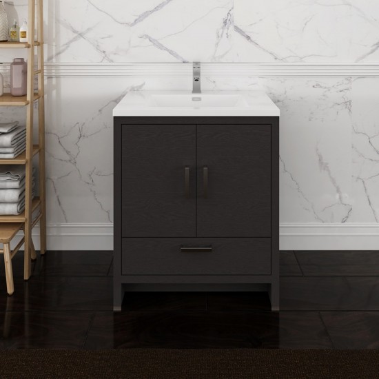 Imperia 30 Dark Gray Oak Free Standing Bathroom Cabinet w/ Integrated Sink