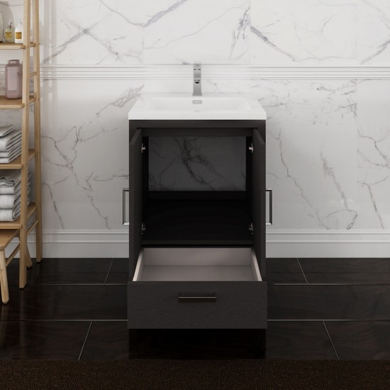 Imperia 24 Dark Gray Oak Free Standing Bathroom Cabinet w/ Integrated Sink
