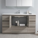 60 Gray Wood Free Standing Modern Bathroom Cabinet w/ Integrated Single Sink