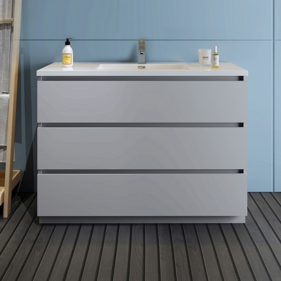 Fresca Lazzaro 48" Gray Free Standing Modern Bathroom Cabinet w/ Integrated Sink