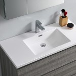 42 Glossy Ash Gray Free Standing Modern Bathroom Cabinet w/ Integrated Sink