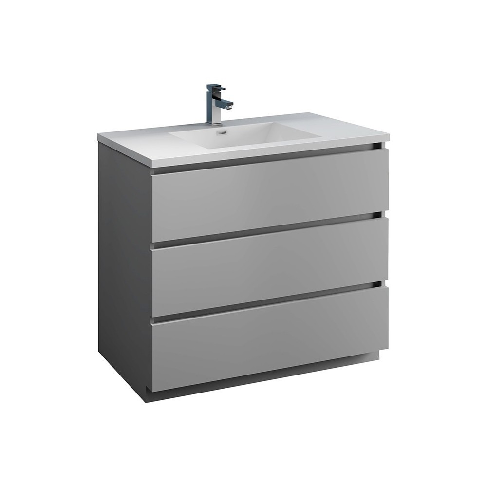 Fresca Lazzaro 42" Gray Free Standing Modern Bathroom Cabinet w/ Integrated Sink