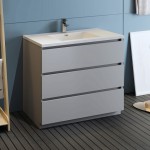 Fresca Lazzaro 42" Gray Free Standing Modern Bathroom Cabinet w/ Integrated Sink