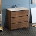 Lazzaro 36" Rosewood Free Standing Modern Bathroom Cabinet w/ Integrated Sink