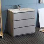 Fresca Lazzaro 36" Gray Free Standing Modern Bathroom Cabinet w/ Integrated Sink