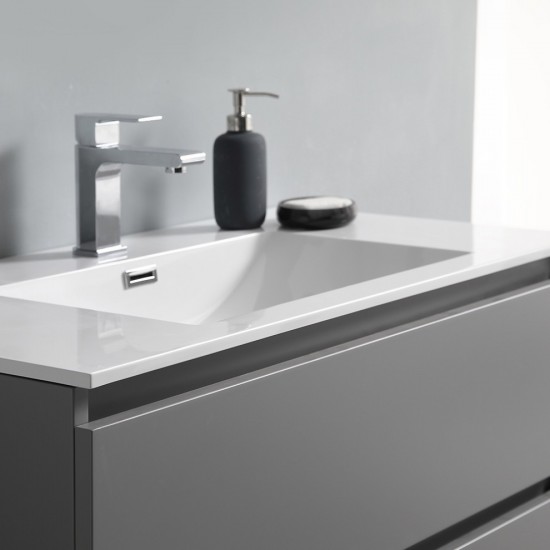 Fresca Lazzaro 36" Gray Free Standing Modern Bathroom Cabinet w/ Integrated Sink