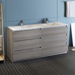 72 Ash Gray Free Standing Modern Bathroom Cabinet w/ Integrated Double Sink