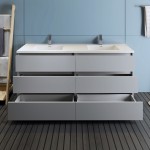 Lazzaro 72" Gray Free Standing Modern Bathroom Cabinet w/ Integrated Double Sink