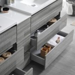 84 Gray Free Standing Dbl Sink Modern Bathroom Cabinet, Integrated Sinks, Senza