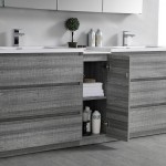 84 Gray Free Standing Dbl Sink Modern Bathroom Cabinet, Integrated Sinks, Senza