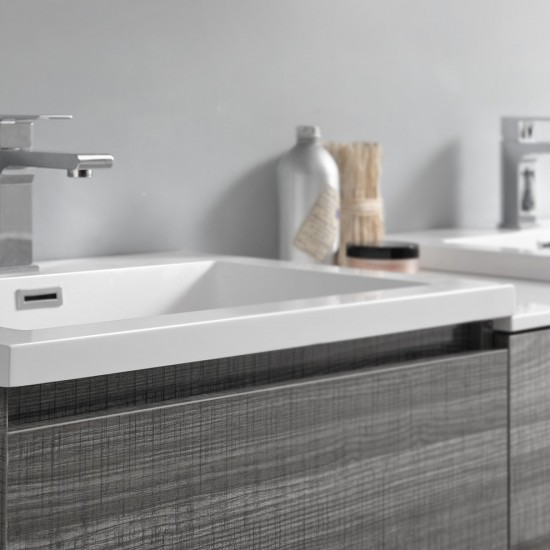 84 Gray Free Standing Dbl Sink Modern Bathroom Cabinet, Integrated Sinks, Senza