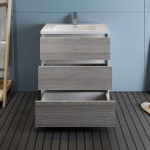30 Glossy Ash Gray Free Standing Modern Bathroom Cabinet w/ Integrated Sink
