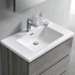 30 Glossy Ash Gray Free Standing Modern Bathroom Cabinet w/ Integrated Sink