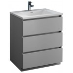 Fresca Lazzaro 30" Gray Free Standing Modern Bathroom Cabinet w/ Integrated Sink