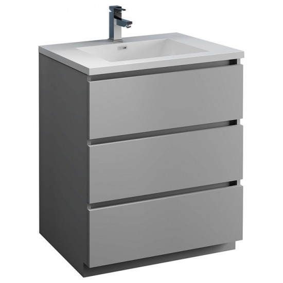 Fresca Lazzaro 30" Gray Free Standing Modern Bathroom Cabinet w/ Integrated Sink