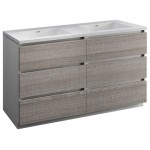 60 Ash Gray Free Standing Modern Bathroom Cabinet w/ Integrated Double Sink