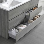 60 Ash Gray Free Standing Modern Bathroom Cabinet w/ Integrated Double Sink