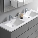 Lazzaro 60" Gray Free Standing Modern Bathroom Cabinet w/ Integrated Double Sink