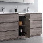 72 Gray Wood Free Standing Double Sink Bathroom Cabinet w/ Integrated Sinks