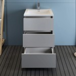Fresca Lazzaro 24" Gray Free Standing Modern Bathroom Cabinet w/ Integrated Sink