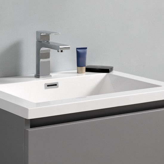 Fresca Lazzaro 24" Gray Free Standing Modern Bathroom Cabinet w/ Integrated Sink