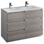 48 Ash Gray Free Standing Modern Bathroom Cabinet w/ Integrated Double Sink