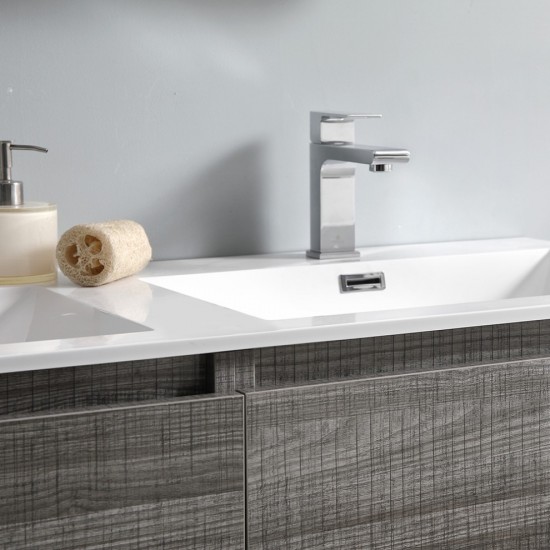 48 Ash Gray Free Standing Modern Bathroom Cabinet w/ Integrated Double Sink