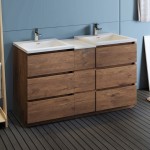 60 Rosewood Free Standing Double Sink Bathroom Cabinet w/ Integrated Sinks