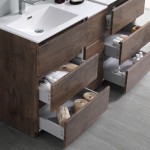 60 Rosewood Free Standing Double Sink Bathroom Cabinet w/ Integrated Sinks