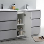 60 Gray Free Standing Double Sink Modern Bathroom Cabinet w/ Integrated Sinks