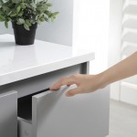 60 Gray Free Standing Double Sink Modern Bathroom Cabinet w/ Integrated Sinks