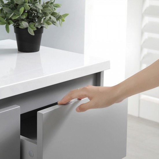 60 Gray Free Standing Double Sink Modern Bathroom Cabinet w/ Integrated Sinks