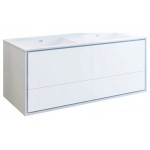 Catania 60 White Wall Hung Modern Bathroom Cabinet w/ Integrated Double Sink