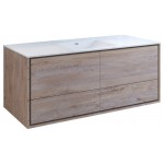 Catania 60 Natural Wood Wall Hung Bathroom Cabinet w/ Integrated Single Sink