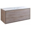 Catania 60 Natural Wood Wall Hung Bathroom Cabinet w/ Integrated Single Sink