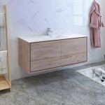 Catania 60 Natural Wood Wall Hung Bathroom Cabinet w/ Integrated Single Sink