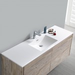 Catania 60 Natural Wood Wall Hung Bathroom Cabinet w/ Integrated Single Sink