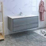 Catania 60 Ocean Gray Wall Hung Bathroom Cabinet w/ Integrated Single Sink