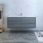Catania 60 Ocean Gray Wall Hung Bathroom Cabinet w/ Integrated Single Sink