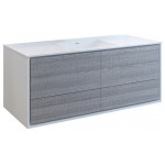 Catania 60 Ash Gray Wall Hung Modern Bathroom Cabinet w/ Integrated Single Sink