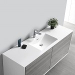 Catania 60 Ash Gray Wall Hung Modern Bathroom Cabinet w/ Integrated Single Sink