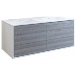 Catania 60 Ash Gray Wall Hung Modern Bathroom Cabinet w/ Integrated Double Sink