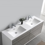 Catania 60 Ash Gray Wall Hung Modern Bathroom Cabinet w/ Integrated Double Sink