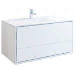 Catania 48" Glossy White Wall Hung Modern Bathroom Cabinet w/ Integrated Sink