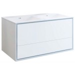 Catania 48 White Wall Hung Modern Bathroom Cabinet w/ Integrated Double Sink