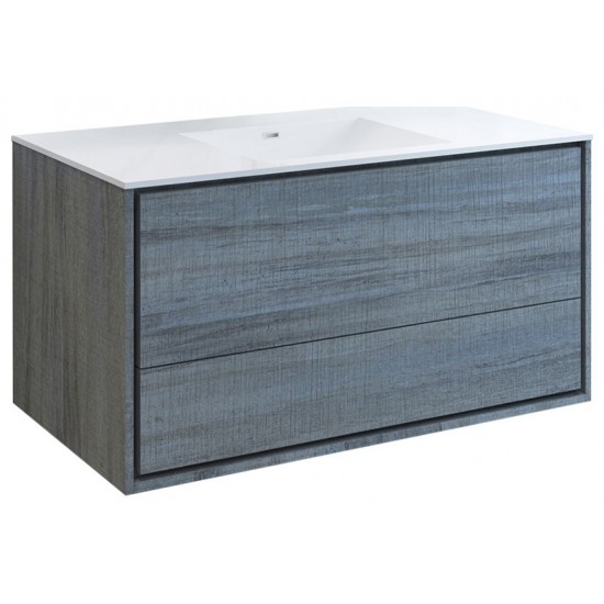 Catania 48" Ocean Gray Wall Hung Modern Bathroom Cabinet w/ Integrated Sink